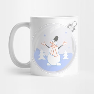 Happy snowman in glass Christmas bauble Mug